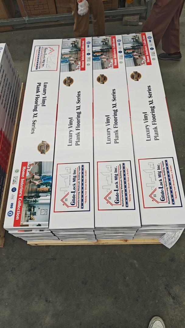 Pallet of Glide-Lock Luxury Vinyl Plank Flooring XL Series boxes